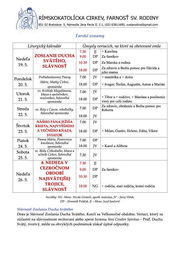 Farské oznamy (19. máj 2024)