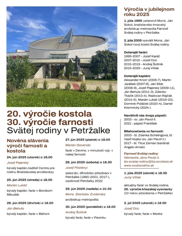 20. výročie kostola a 30. výročie farnosti